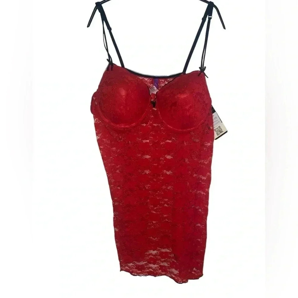 Just Sexy Baby Doll Red Lace Lingerie‎ Dress Plus Size 3X NEW